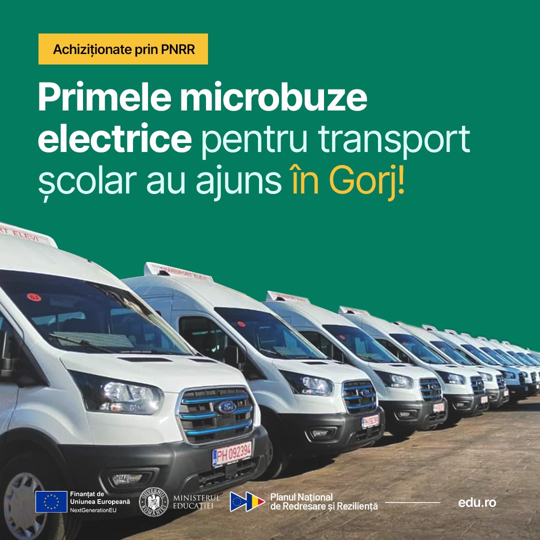 Primele microbuze electrice pentru transport școlar au ajuns în Gorj!